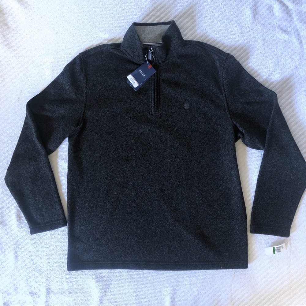 NWT IZOD Grey Fleece Quarter-Zip Sweater